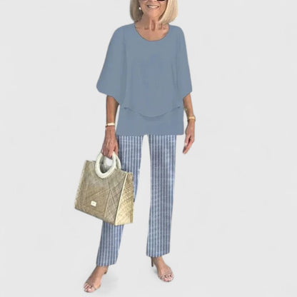 Fern | Women's Wide-Leg Pants & Casual Floral Top Set