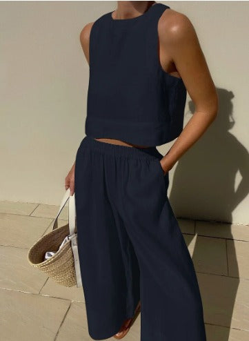 Selena | Women's Wide Leg Pants & Crop Top Two Piece Set