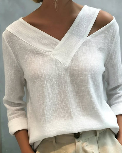 Brittany | Women's Asymmetric V-Neck Long Sleeve Top