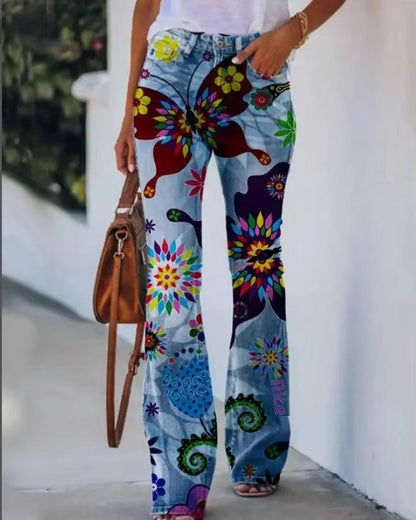 Glory2™ | Women's Floral Print High Waist Flare Jeans