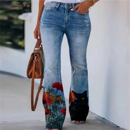 Glory2™ | Women's Floral Print High Waist Flare Jeans