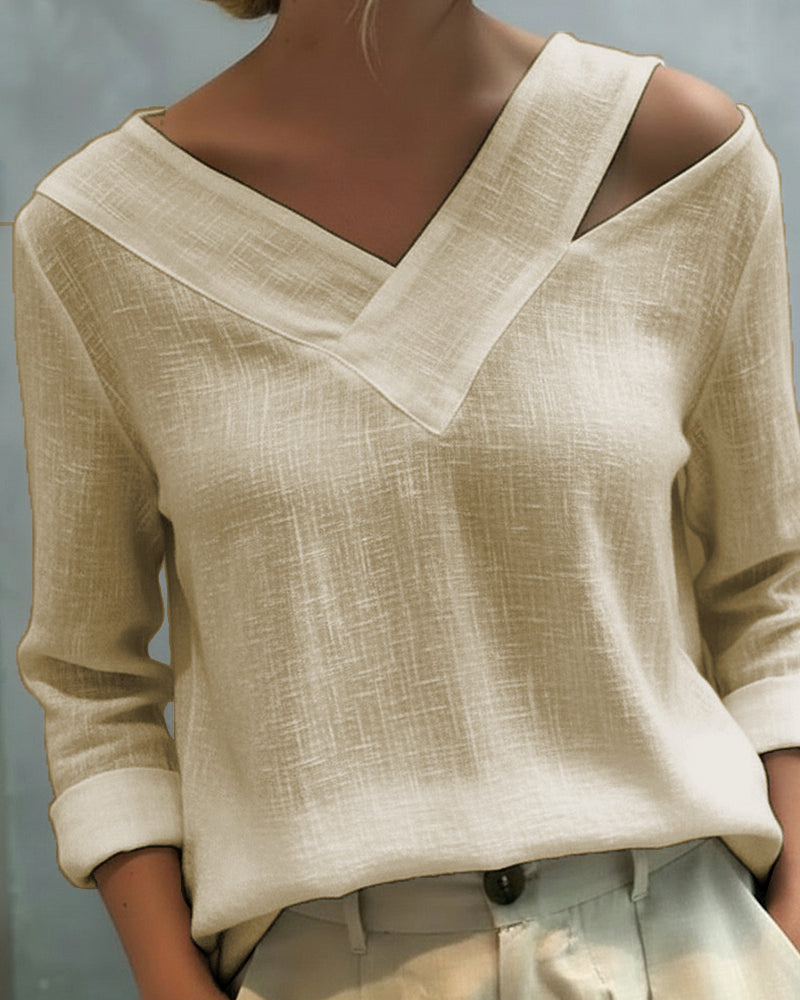 Brittany | Women's Asymmetric V-Neck Long Sleeve Top