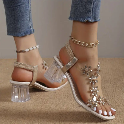 Dawn | Women's Rhinestone Block Heel Sandals