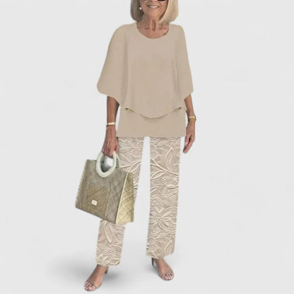 Fern | Women's Wide-Leg Pants & Casual Floral Top Set
