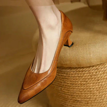 Daisy | Women's Pointed Toe Kitten Heel Pumps Slip On Mid Heel