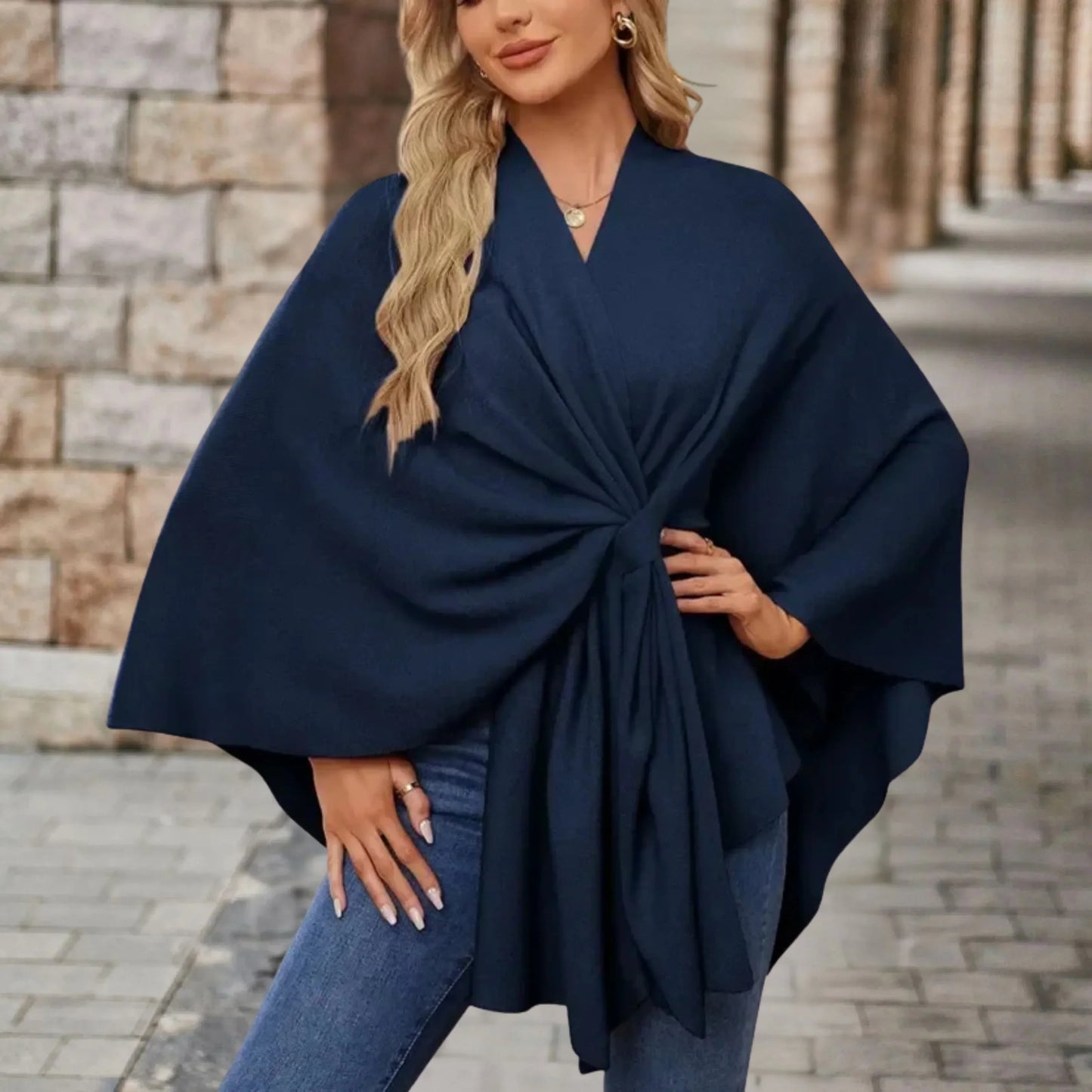 Ines | Elegant Draped Poncho