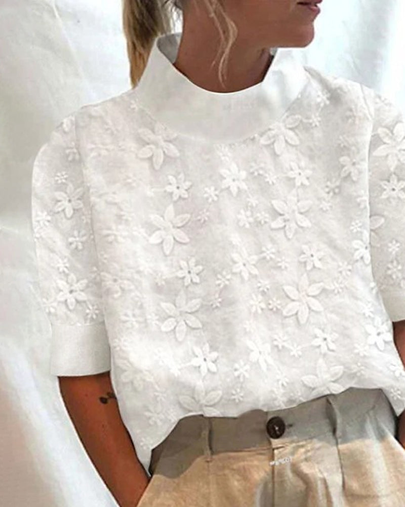 Bette | Floral Solid Stand-Up Collar