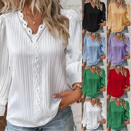 Violet | Blouse with Chiffon and Lace Details