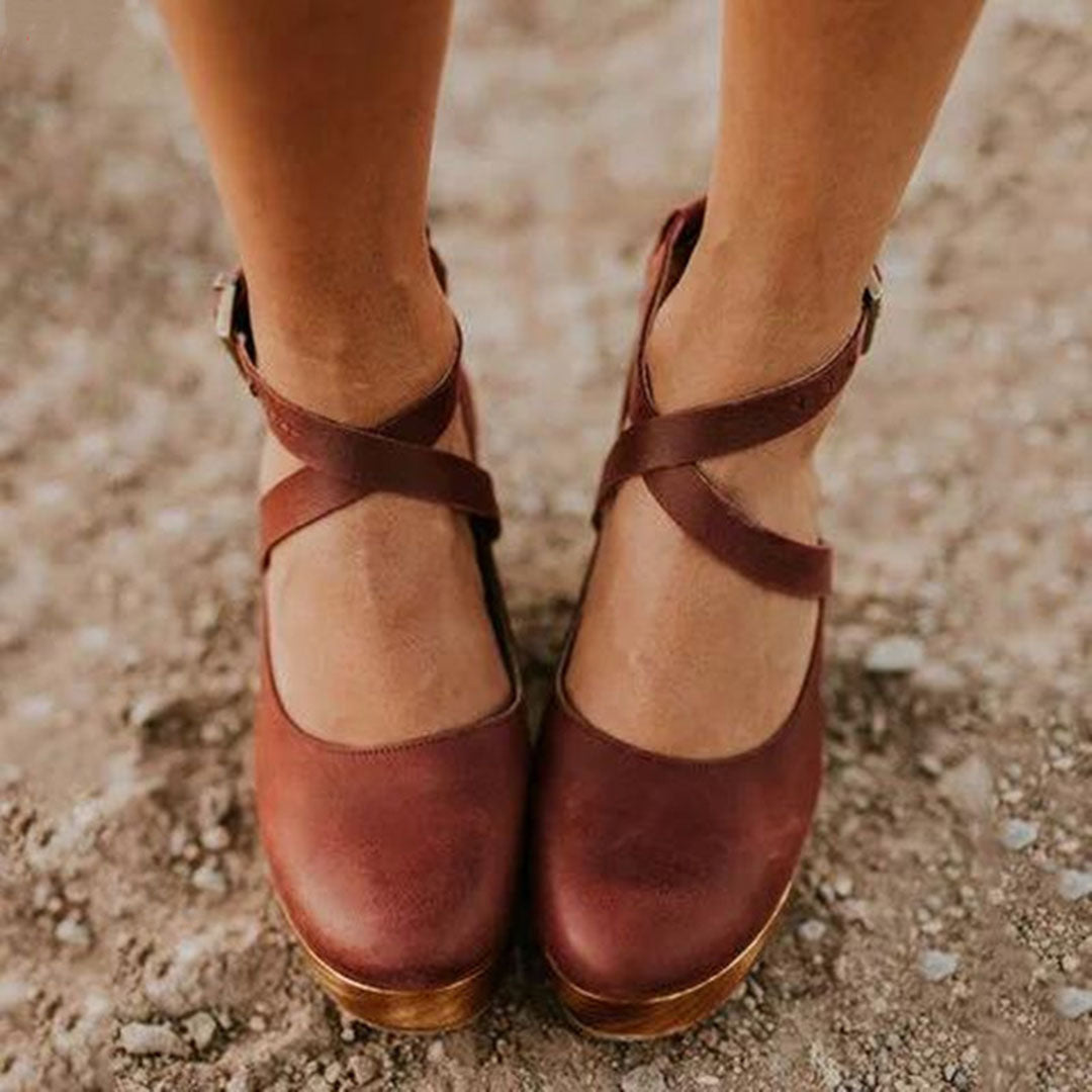 Sophie | Elegant Wedge Heels with Closed Toe & Ankle Strap