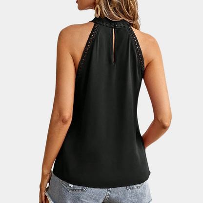 Myfanwy | Women's Sleeveless Lace Halter Top Mock Neck