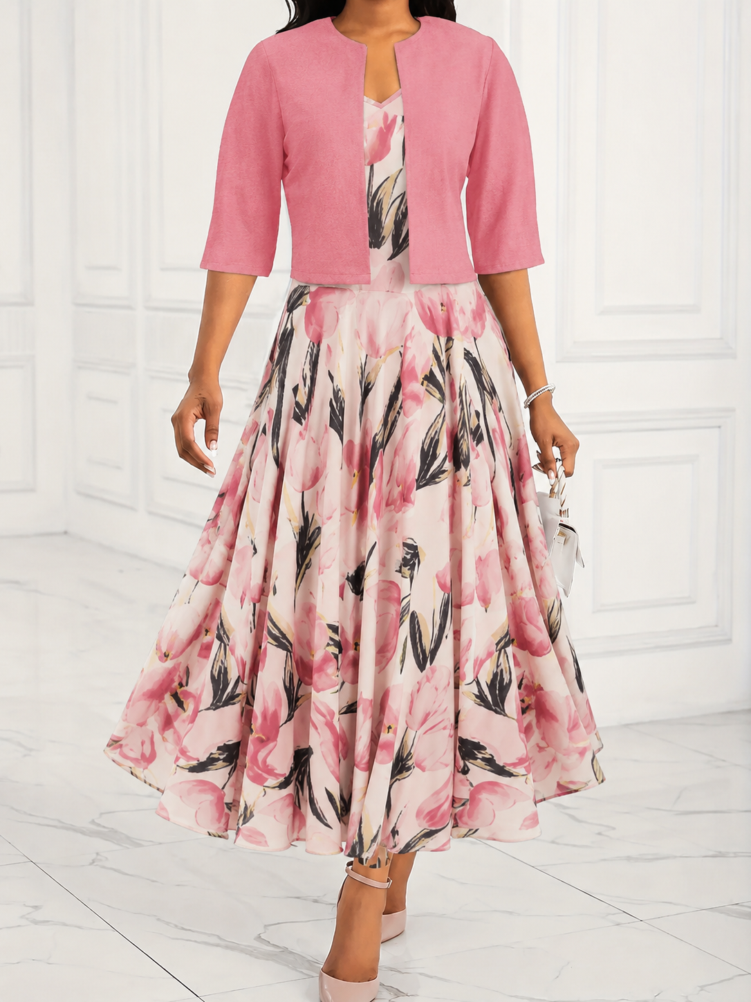 Rosalie | Women's Maxi Dress & Jacket Set Floral Print