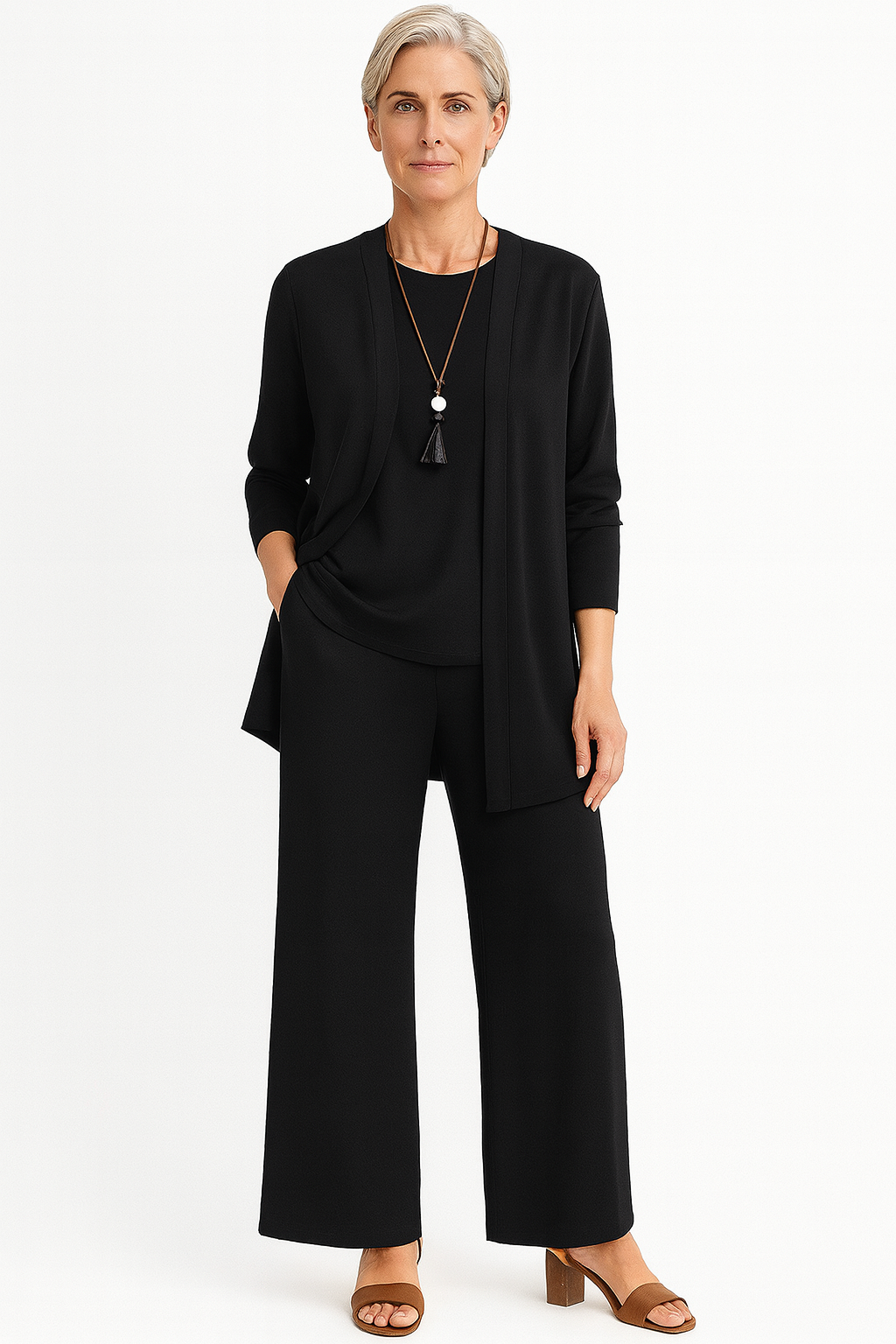 Blair | Women's Wide Leg Pants 3-Piece Set Cardigan & Tank