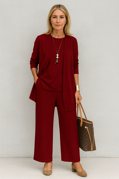 Blair | Women's Wide Leg Pants 3-Piece Set Cardigan & Tank