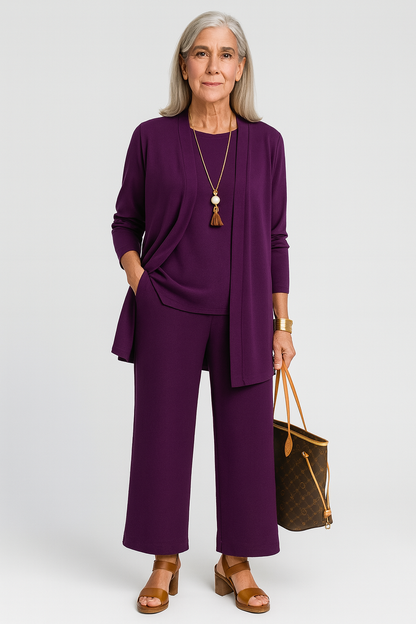 Blair | Women's Wide Leg Pants 3-Piece Set Cardigan & Tank