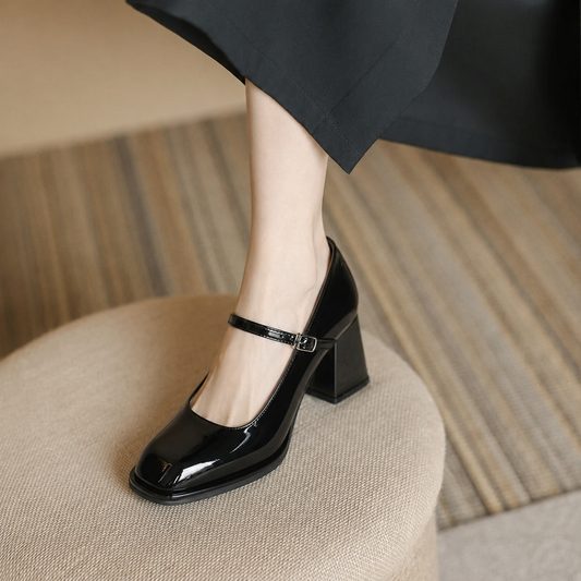 Ceinwen™ | Women's Ankle Strap Block Heel Pumps Square Toe Mary Jane