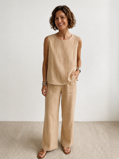 Olivia | Women's Wide-Leg Pants & Sleeveless Tank Top Set
