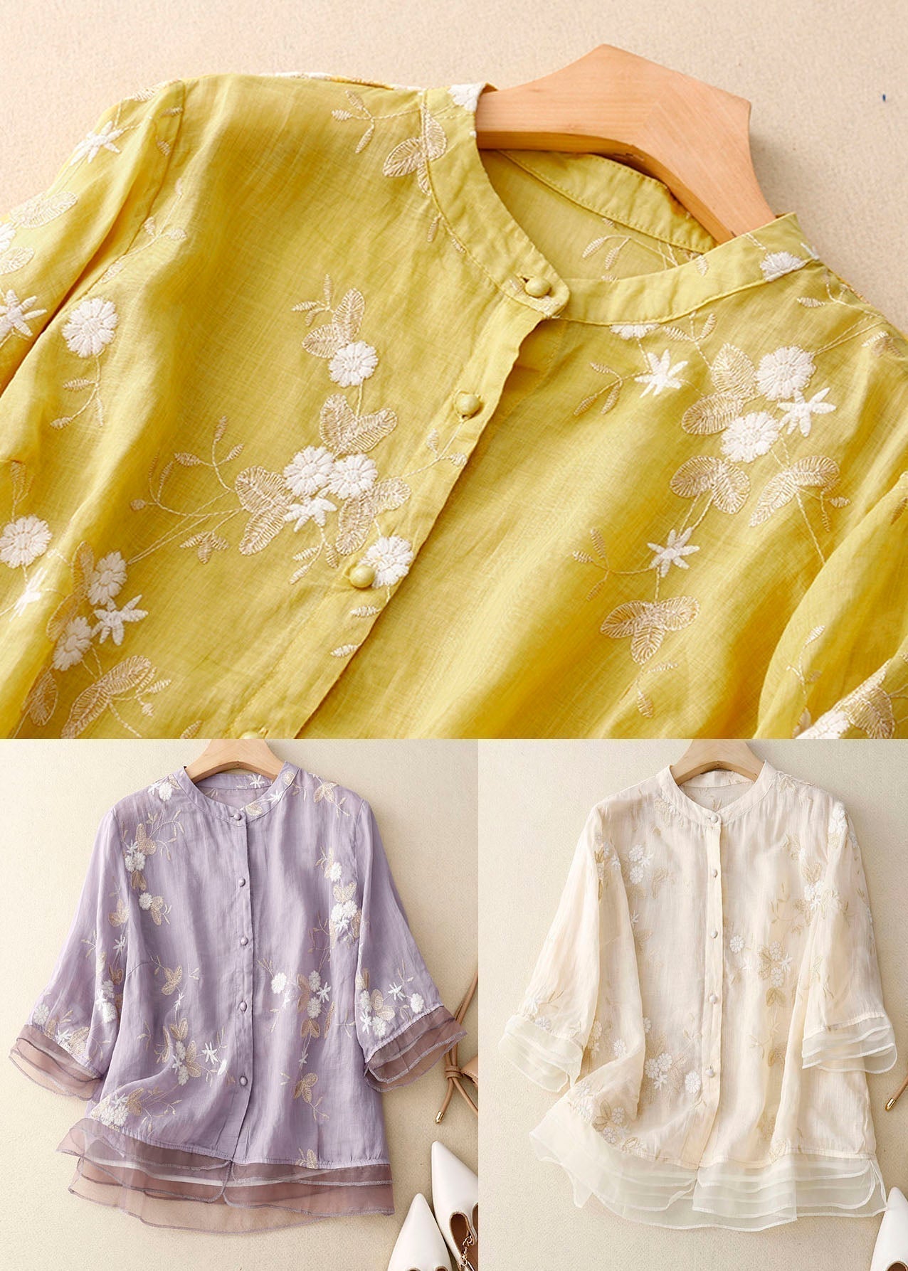 Savannah | Chic Blouse with Floral Accents