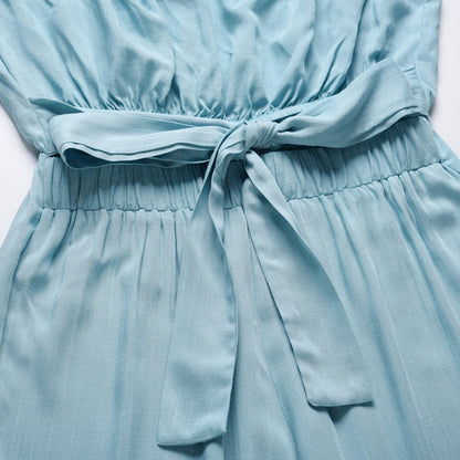Carlotta | Women's Strapless Tie Waist Wide Leg Jumpsuit