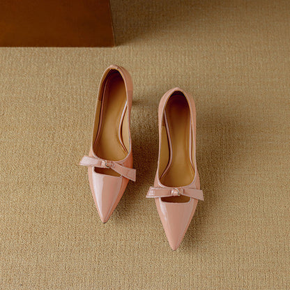 Fern | Women's Bow Detail Pumps Pointed Toe Kitten Heel Shoes