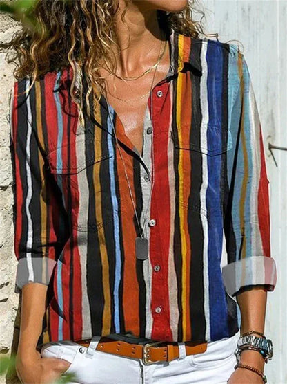Ursula | Women's Floral Print Long Sleeve Button-Down Blouse