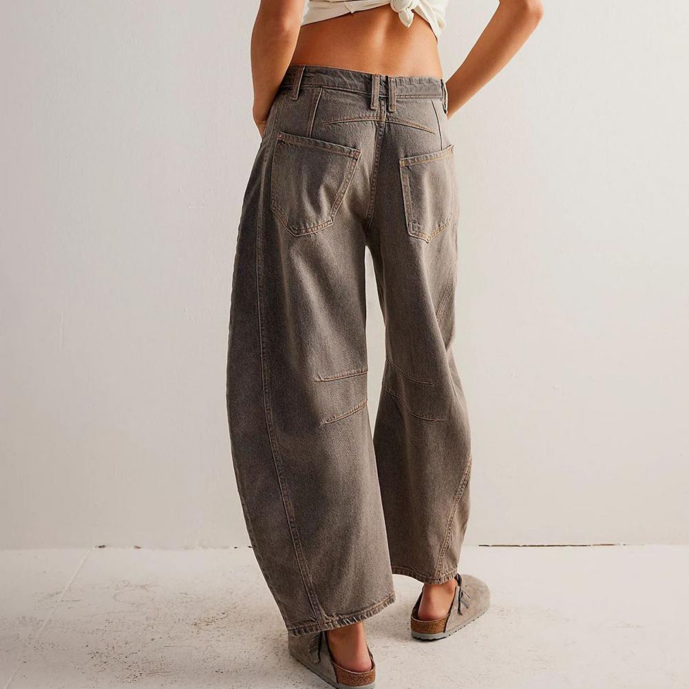 Grainne | Women's High Waist Barrel Leg Jeans Easy-Fit Denim