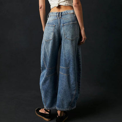 Grainne | Women's High Waist Barrel Leg Jeans Easy-Fit Denim