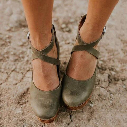 Sophie | Elegant Wedge Heels with Closed Toe & Ankle Strap