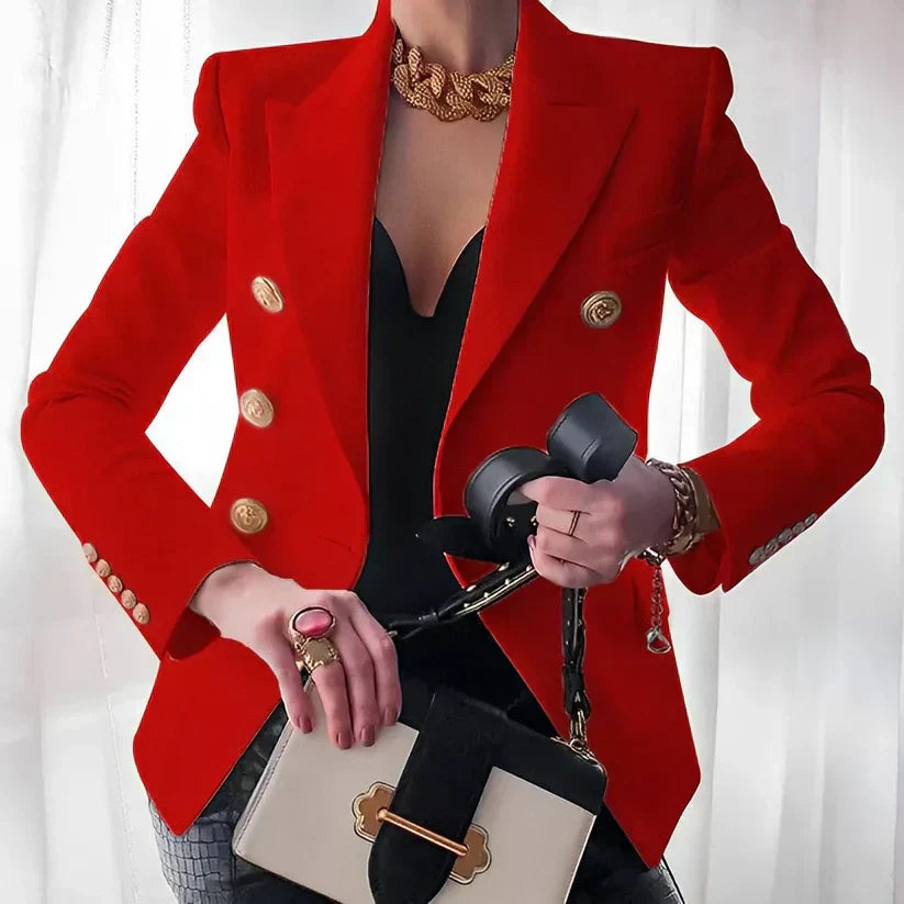 Pearl | Women's Classic Double-Breasted Blazer with Gold Buttons