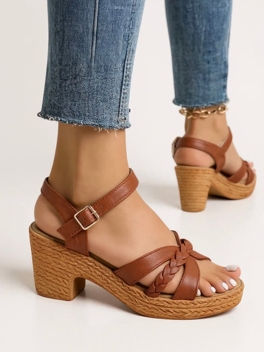 Olivia2™ | Women's Woven Block Heel Cushioned Sandals