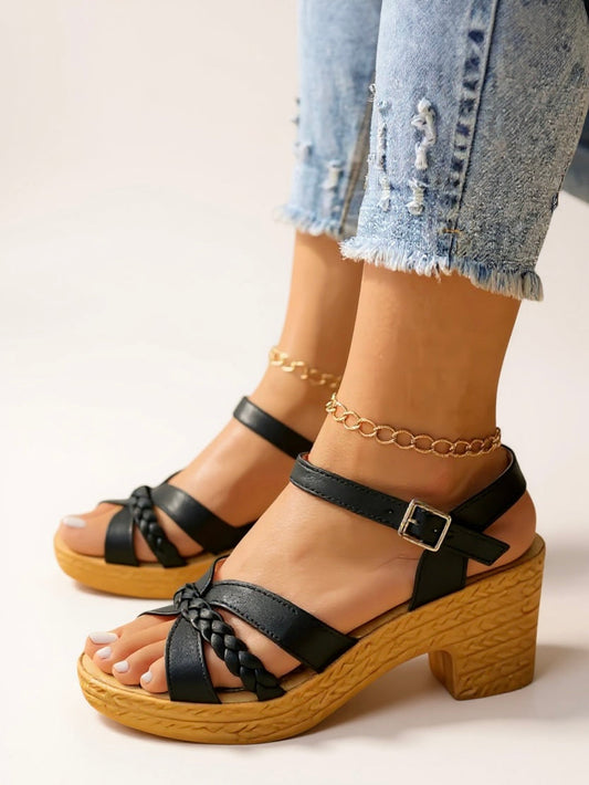 Olivia2™ | Women's Woven Block Heel Cushioned Sandals