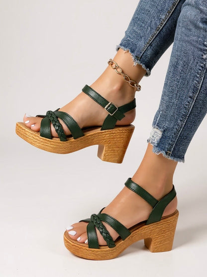 Olivia | Women's Woven Block Heel Cushioned Sandals
