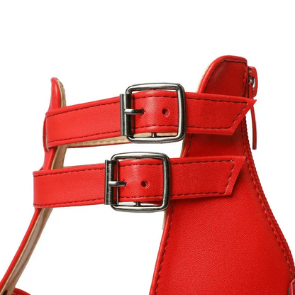 Mia | Women's Leather Platform Flat Sandals Wide Fit