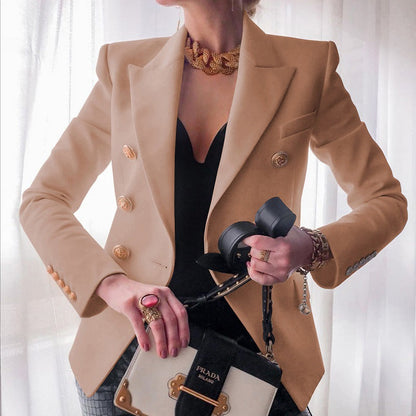 Pearl | Women's Classic Double-Breasted Blazer with Gold Buttons