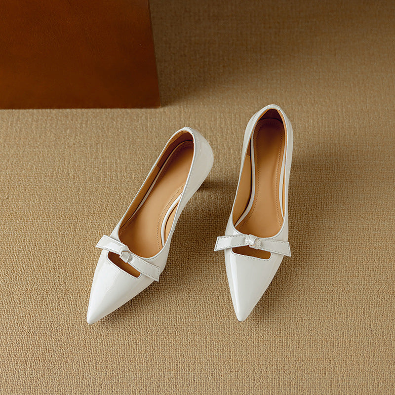 Fern | Women's Bow Detail Pumps Pointed Toe Kitten Heel Shoes