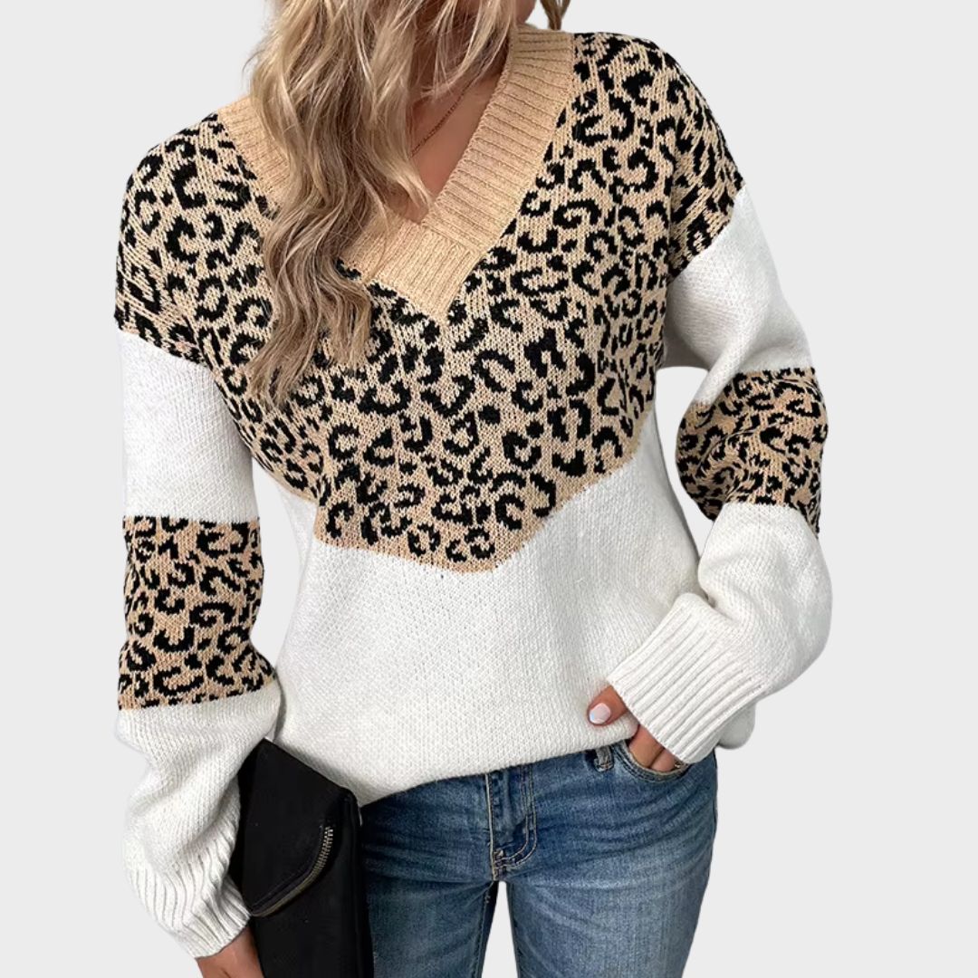 Ginevra | Elegant V-neck Sweater Leopard