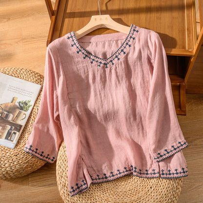 Thea | Pattern V-Neck Blouse