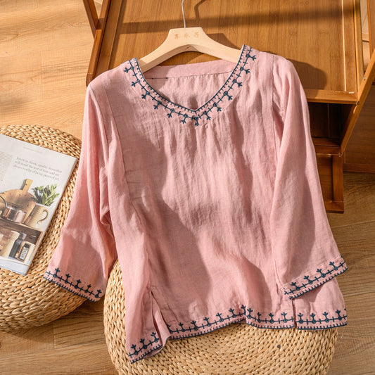 Thea | Pattern V-Neck Blouse