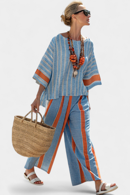 Calista | Women's Wide Leg Striped Two-Piece Set
