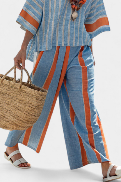 Calista | Women's Wide Leg Striped Two-Piece Set
