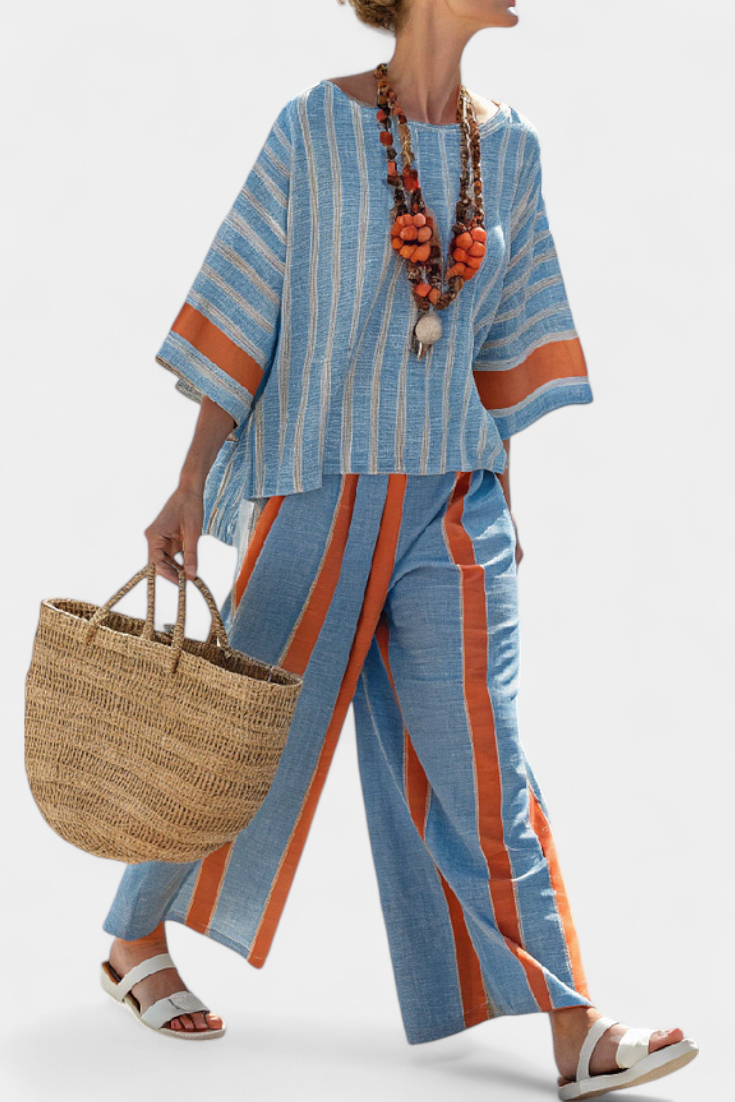 Calista | Women's Wide Leg Striped Two-Piece Set