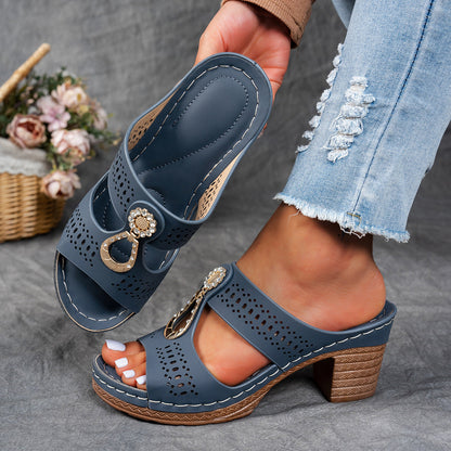 Natasha | Women's Orthopedic Rhinestone Flat Sandals