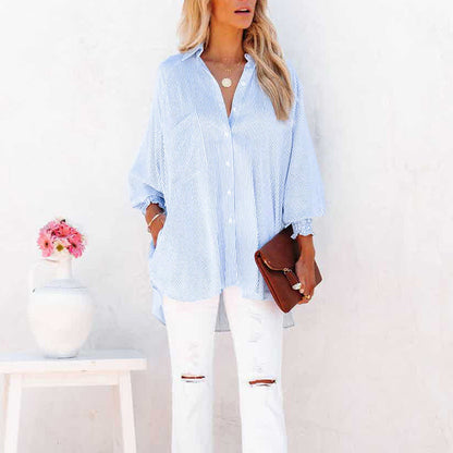 Lavinia | Women's Striped Oversized Button-Down Shirt Long Sleeve
