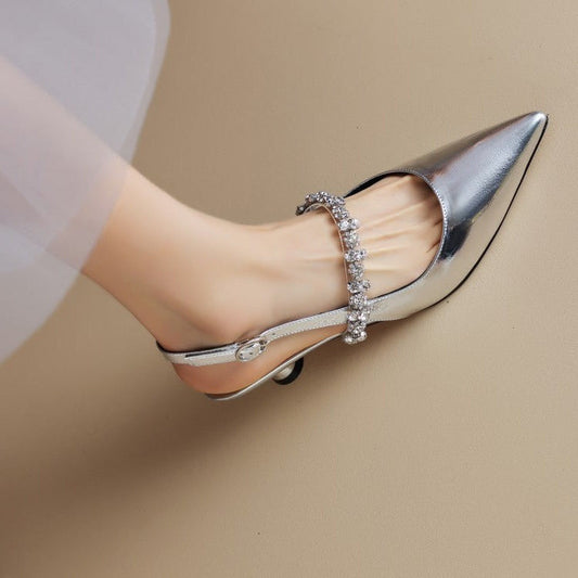Allison2™ | Women's Crystal Strap Slingback Heels Pointed Toe Pumps