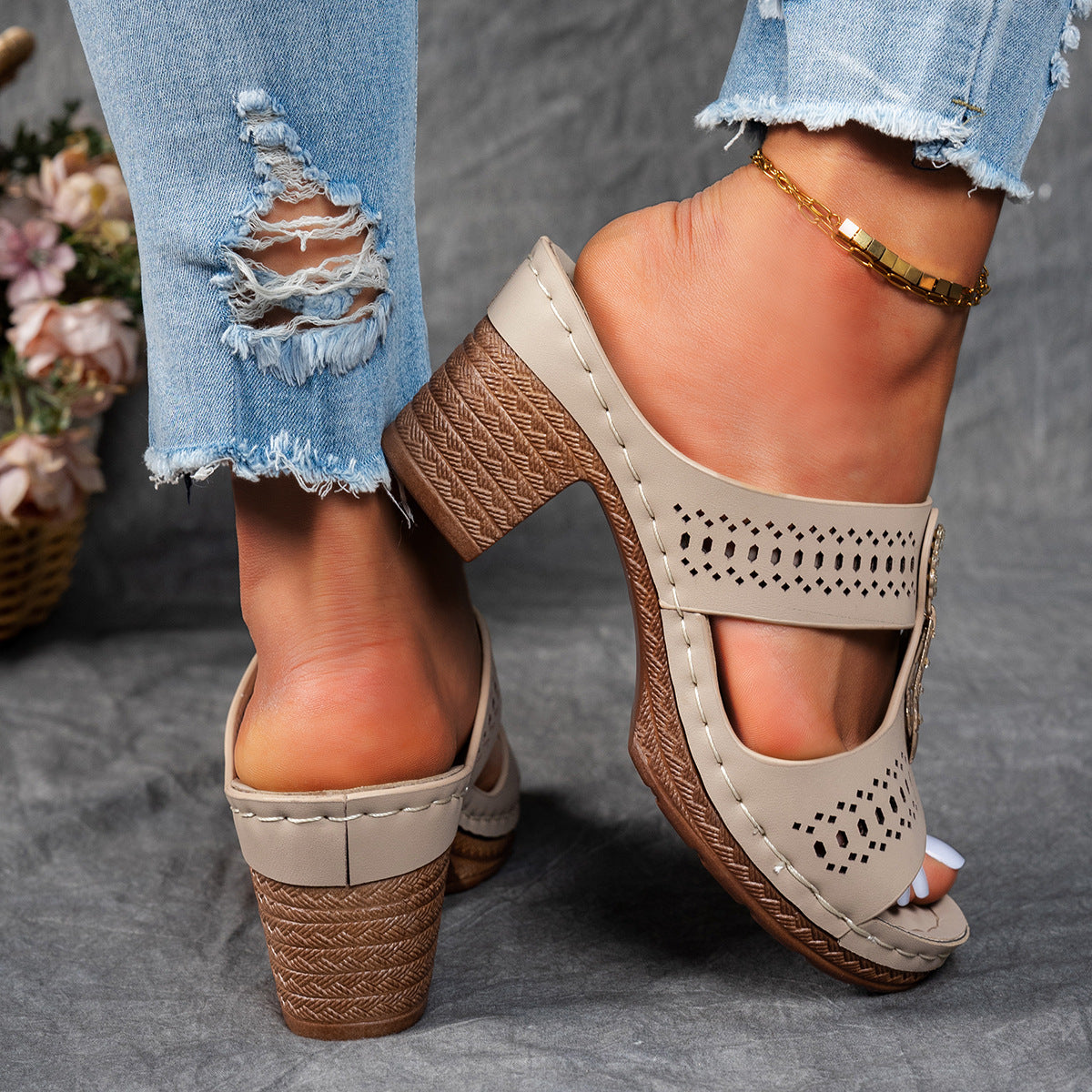 Natasha | Women's Orthopedic Rhinestone Flat Sandals