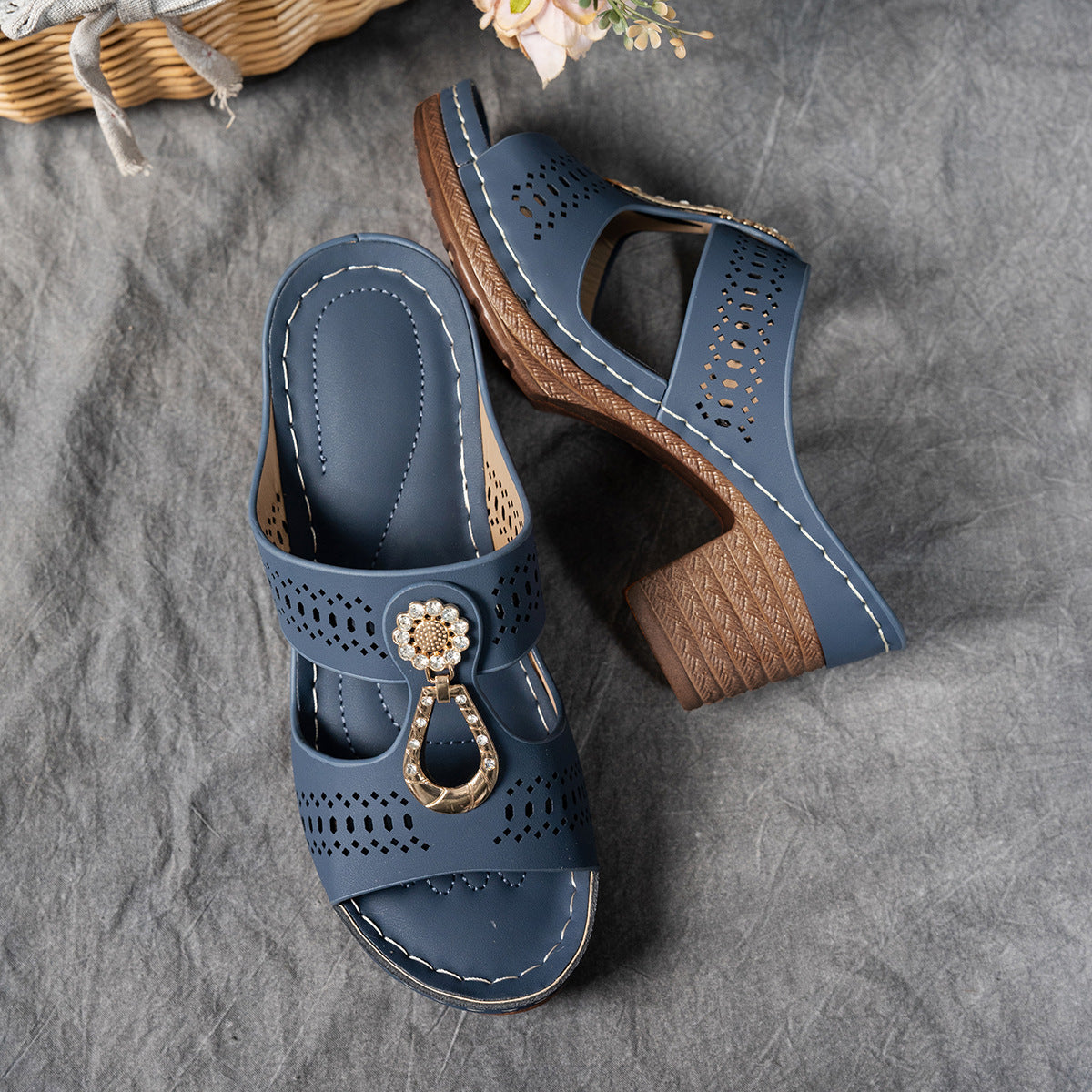 Natasha | Women's Orthopedic Rhinestone Flat Sandals