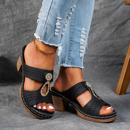 Natasha | Women's Orthopedic Rhinestone Flat Sandals