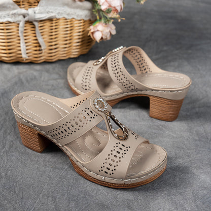 Natasha | Women's Orthopedic Rhinestone Flat Sandals
