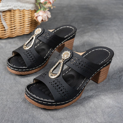 Natasha | Women's Orthopedic Rhinestone Flat Sandals