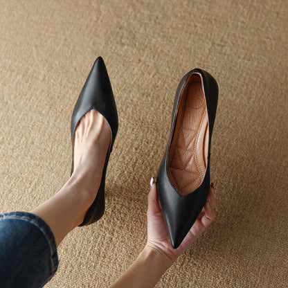 Demi | Women's Pointed Toe Pumps Low Kitten Heel Slip On Shoes