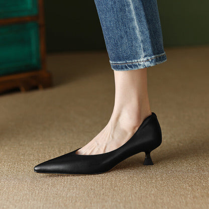 Demi | Women's Pointed Toe Pumps Low Kitten Heel Slip On Shoes
